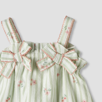 Giggles Square Neck Straps Sleeve Top and Shorts Set with Floral Print