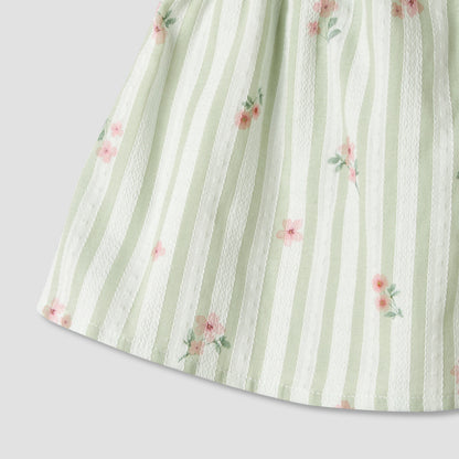 Giggles Square Neck Straps Sleeve Top and Shorts Set with Floral Print