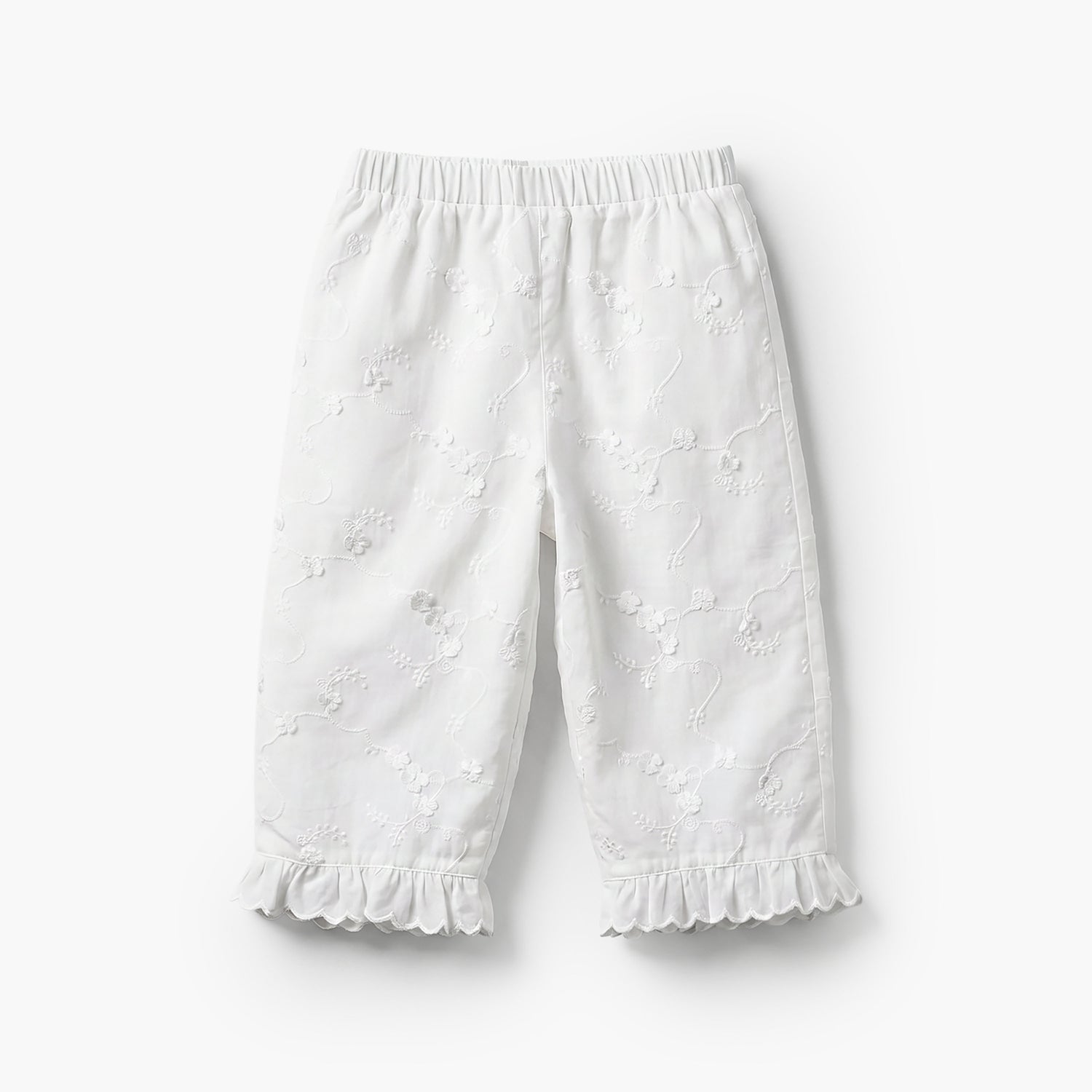 Giggles Round Neck Short Sleeves Top and Pants Set with Floral Embroidery