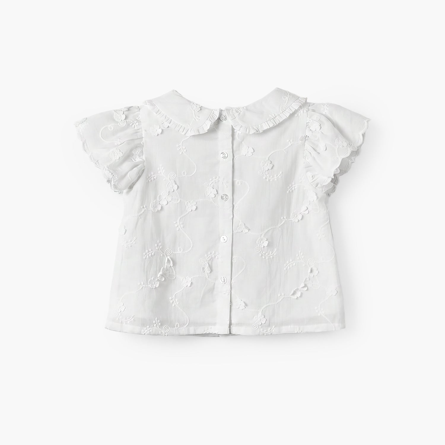 Giggles Round Neck Short Sleeves Top and Pants Set with Floral Embroidery