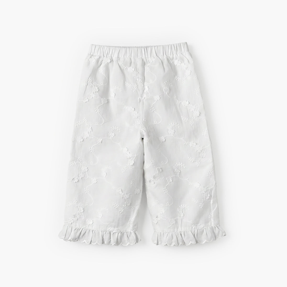 Giggles Round Neck Short Sleeves Top and Pants Set with Floral Embroidery