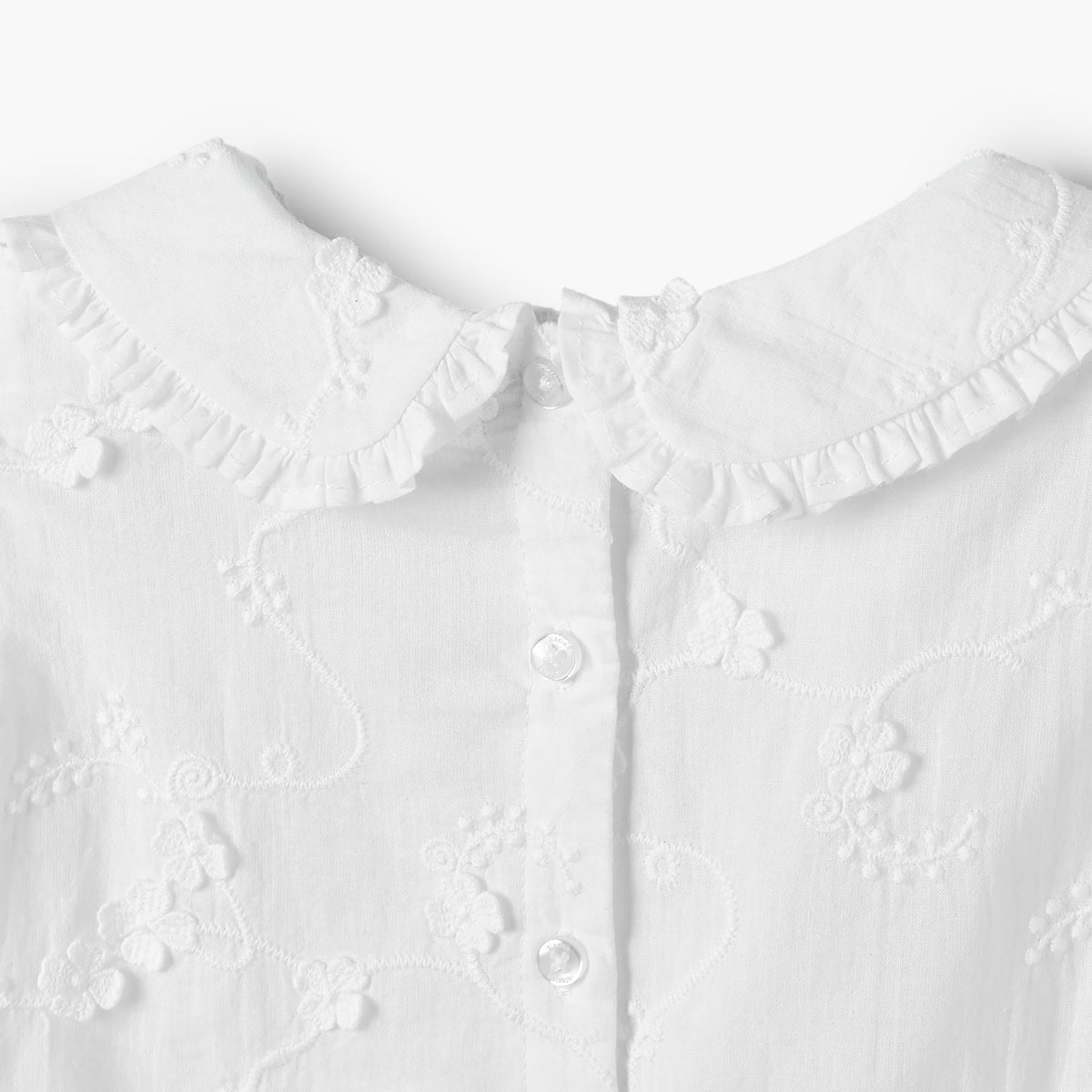 Giggles Round Neck Short Sleeves Top and Pants Set with Floral Embroidery