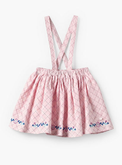Giggles Peter Pan Collar Short Sleeves Top and Pinafore Set with Floral Embroidery-baby-girls-clothing-setsandcoords-image-5