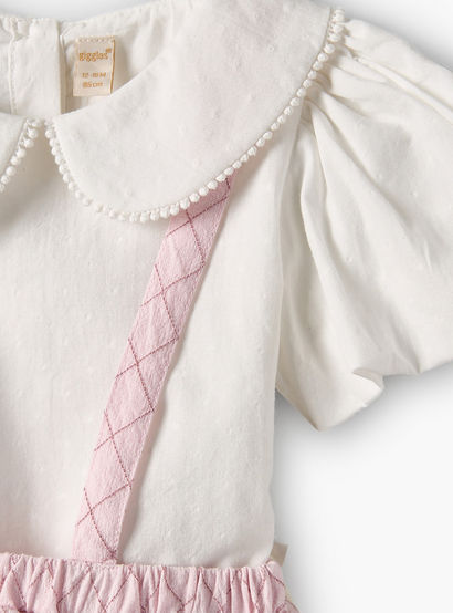 Giggles Peter Pan Collar Short Sleeves Top and Pinafore Set with Floral Embroidery-baby-girls-clothing-setsandcoords-image-6