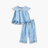 Giggles Collared Sleeveless Top and Pants Set with Embroidery - Blue / 12-18 mths