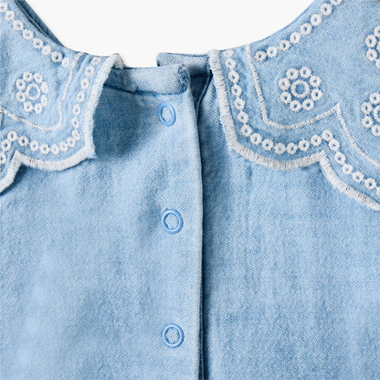 Giggles Collared Sleeveless Top and Pants Set with Embroidery