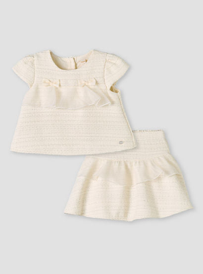 Giggles Crew Neck Short Sleeves Top and Skirt Set with Ruffle Detail-baby-girls-clothing-setsandcoords-image-2