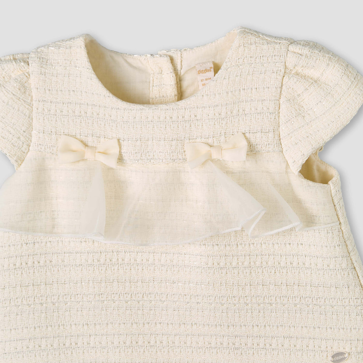 Giggles Crew Neck Short Sleeves Top and Skirt Set with Ruffle Detail