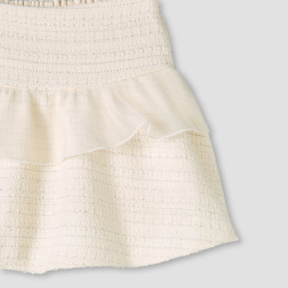 Giggles Crew Neck Short Sleeves Top and Skirt Set with Ruffle Detail