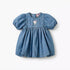 Sanrio Round Neck Short Sleeves Denim Dress with Hello Kitty Print