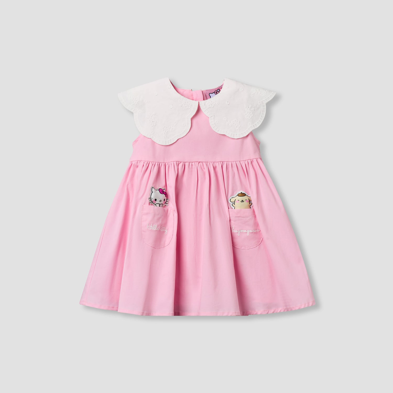 Sanrio Round Neck Sleeveless Dress with Hello Kitty Applique - Pink / 12-18 mths