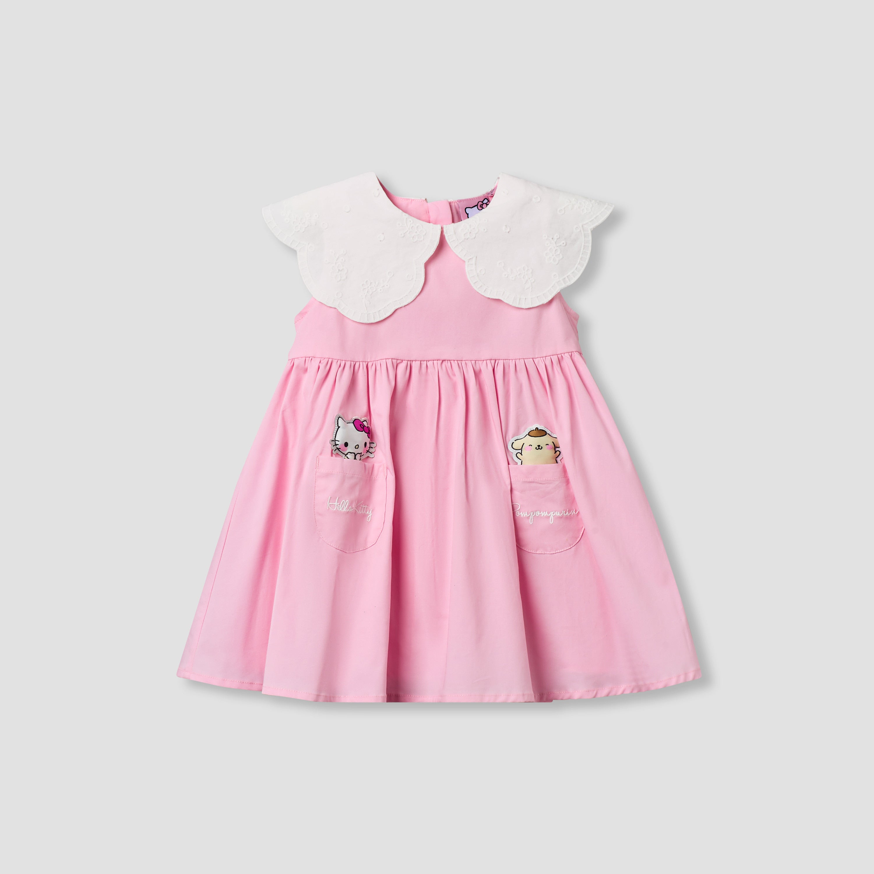 Sanrio Round Neck Sleeveless Dress with Hello Kitty Applique - Pink / 12-18 mths