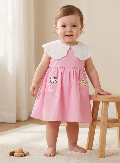 Sanrio Round Neck Sleeveless Dress with Hello Kitty Applique-baby-girls-clothing-dressesandjumpsuits-image-1