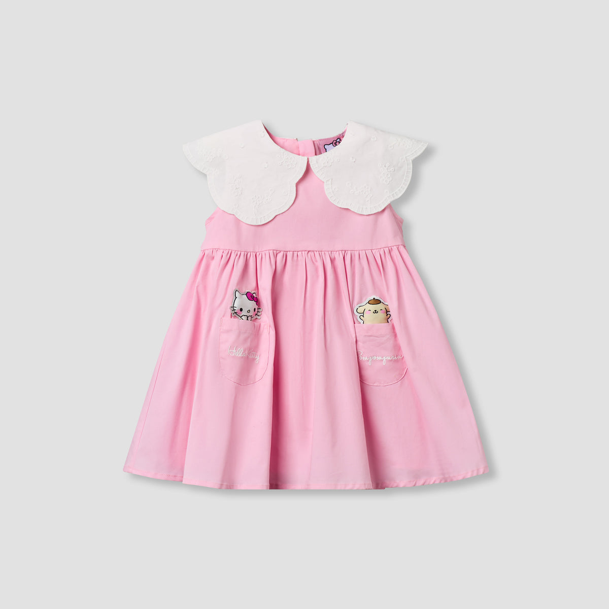 Sanrio Round Neck Sleeveless Dress with Hello Kitty Applique
