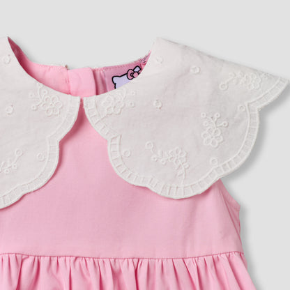 Sanrio Round Neck Sleeveless Dress with Hello Kitty Applique