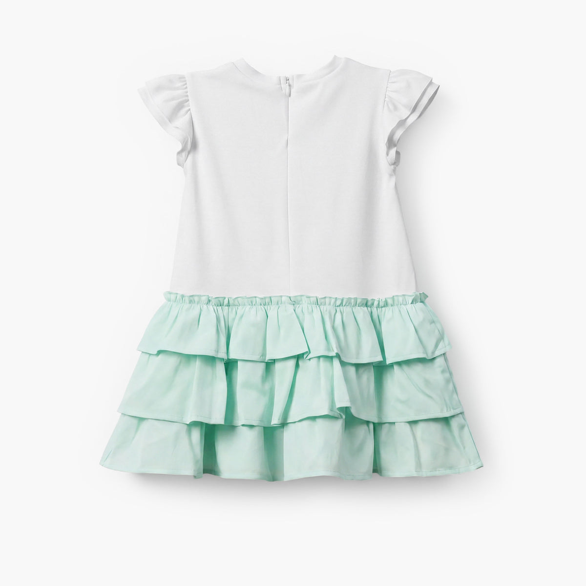 Sanrio Round Neck Short Sleeves Knee Length Tiered Dress with Hello Kitty Print