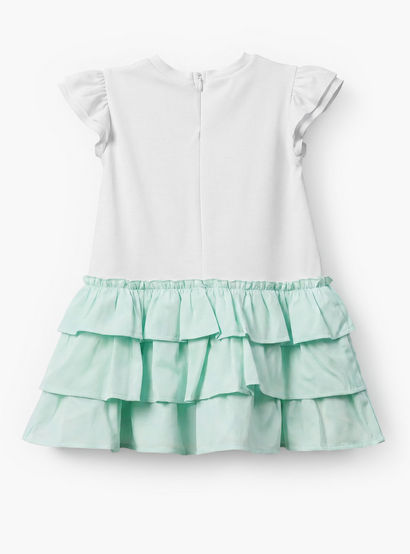 Sanrio Round Neck Short Sleeves Knee Length Tiered Dress with Hello Kitty Print-baby-girls-clothing-dressesandjumpsuits-image-2