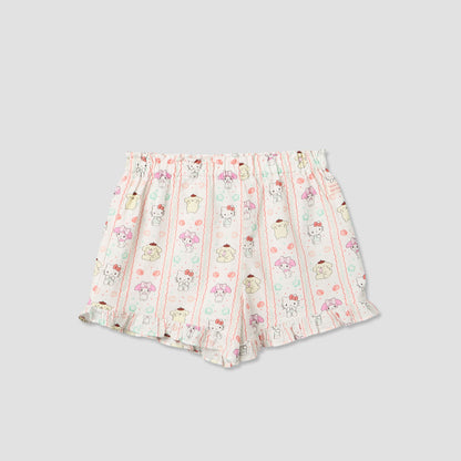 Sanrio Round Neck Sleeveless Top and Shorts Set with Hello Kitty and Friends Print