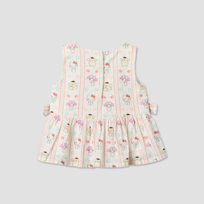 Sanrio Round Neck Sleeveless Top and Shorts Set with Hello Kitty and Friends Print