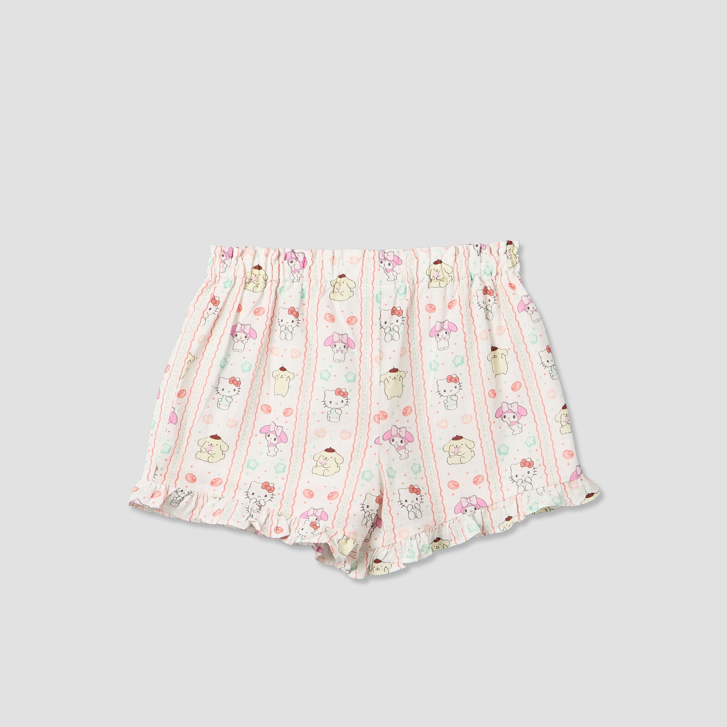 Sanrio Round Neck Sleeveless Top and Shorts Set with Hello Kitty and Friends Print
