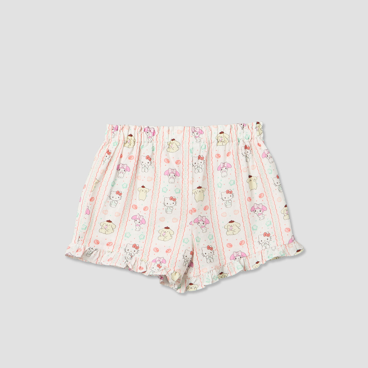 Sanrio Round Neck Sleeveless Top and Shorts Set with Hello Kitty and Friends Print