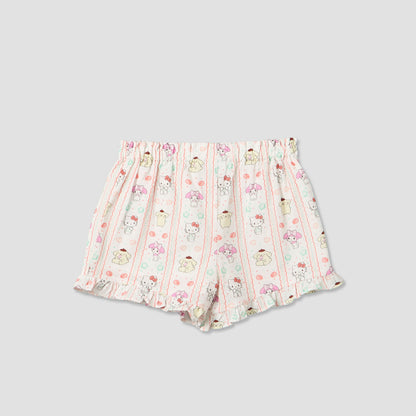 Sanrio Round Neck Sleeveless Top and Shorts Set with Hello Kitty and Friends Print
