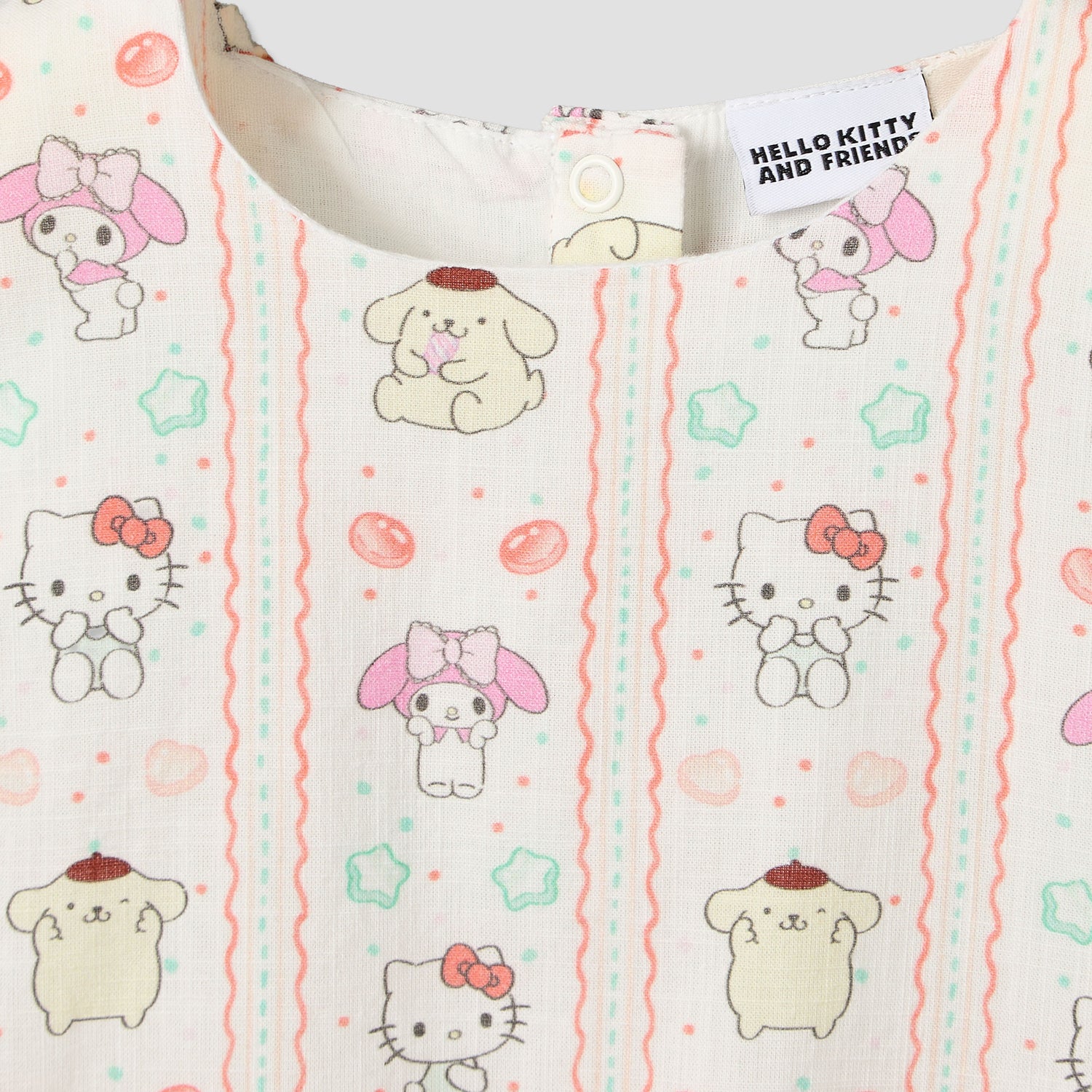 Sanrio Round Neck Sleeveless Top and Shorts Set with Hello Kitty and Friends Print