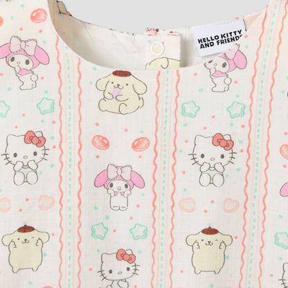 Sanrio Round Neck Sleeveless Top and Shorts Set with Hello Kitty and Friends Print