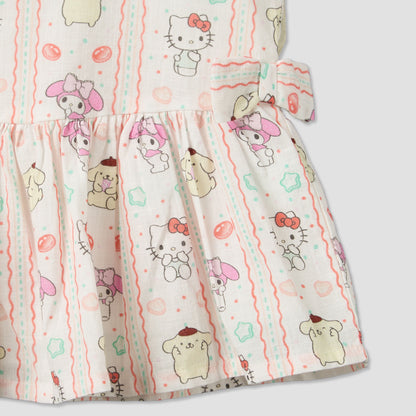 Sanrio Round Neck Sleeveless Top and Shorts Set with Hello Kitty and Friends Print