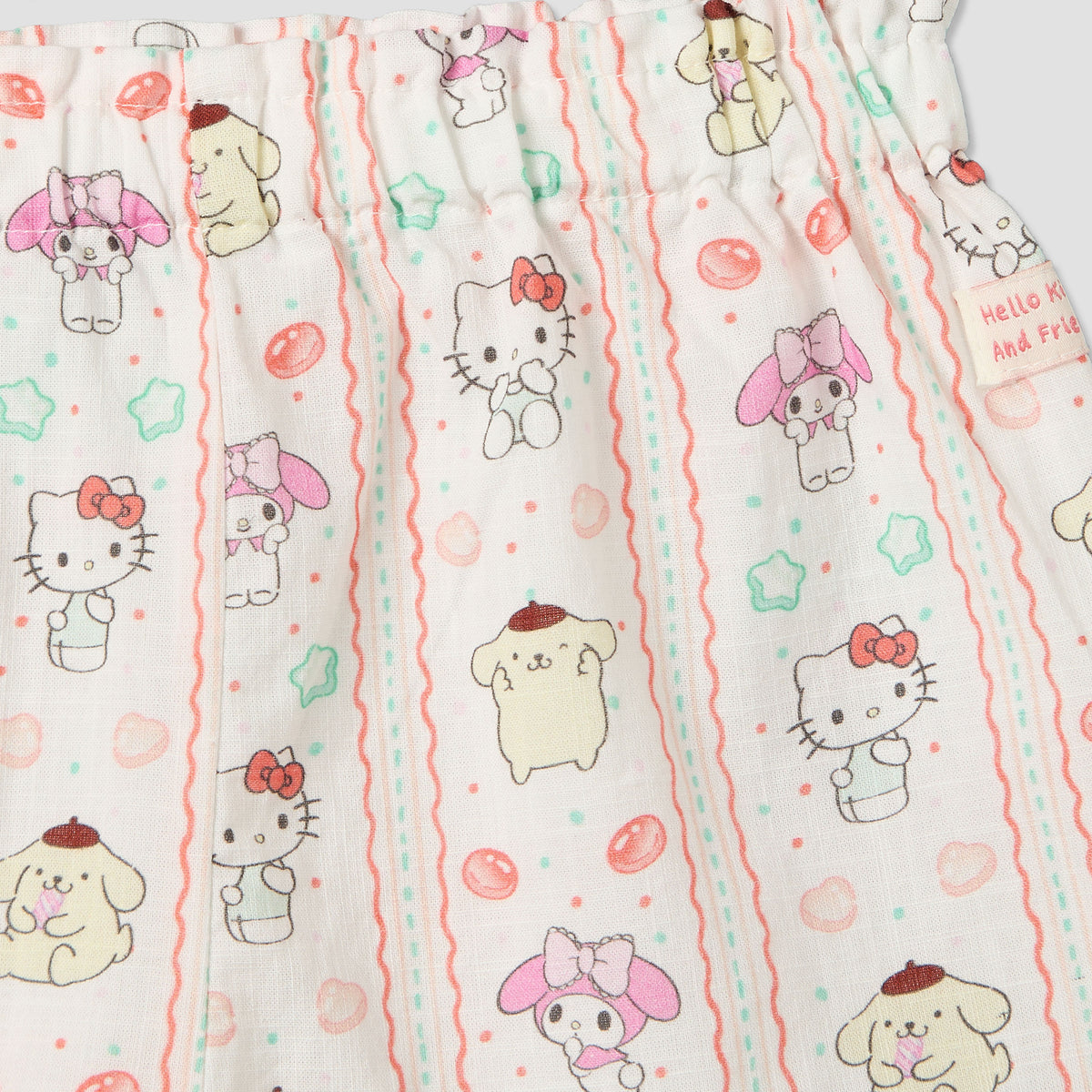 Sanrio Round Neck Sleeveless Top and Shorts Set with Hello Kitty and Friends Print