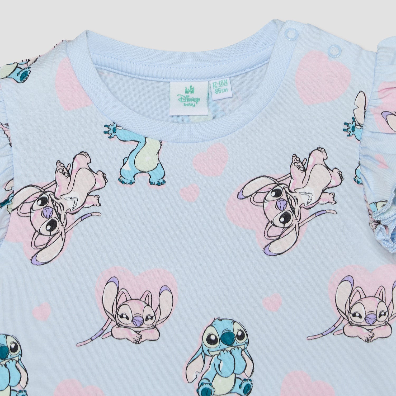 Pack of 2 Disney Crew Neck Short Sleeves T-shirt with Stitch and Angel Print