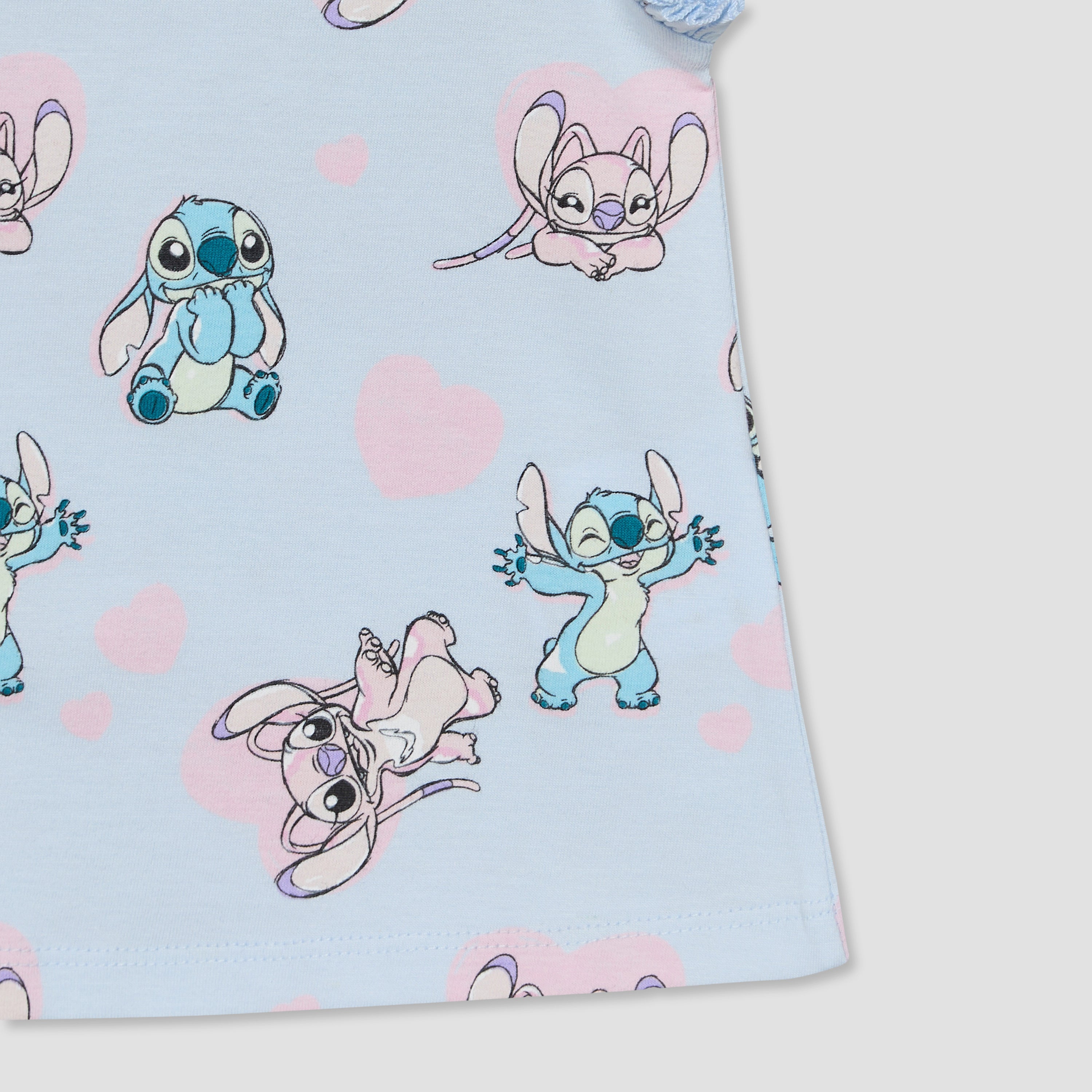 Pack of 2 Disney Crew Neck Short Sleeves T-shirt with Stitch and Angel Print