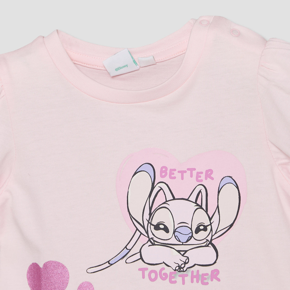 Pack of 2 Disney Crew Neck Short Sleeves T-shirt with Stitch and Angel Print