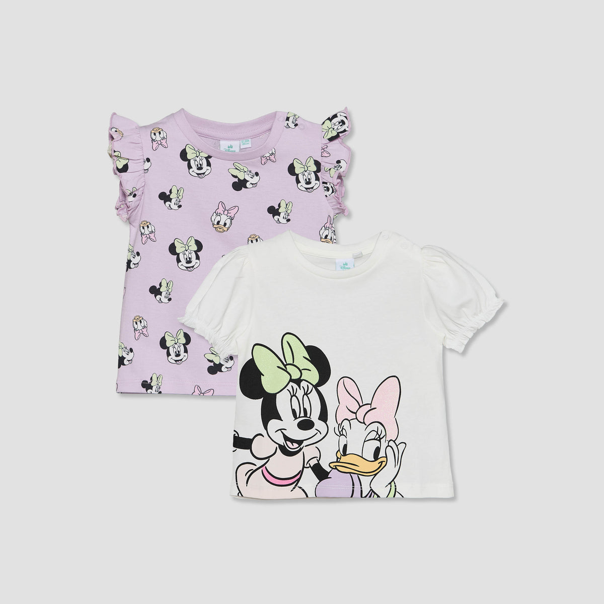 Pack of 2 Disney Crew Neck Short Sleeves T-shirt with Minnie Mouse and Daisy Duck Print