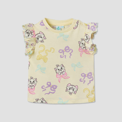 Pack of 2 Disney Round Neck Short Sleeves T-shirt with Marie Print