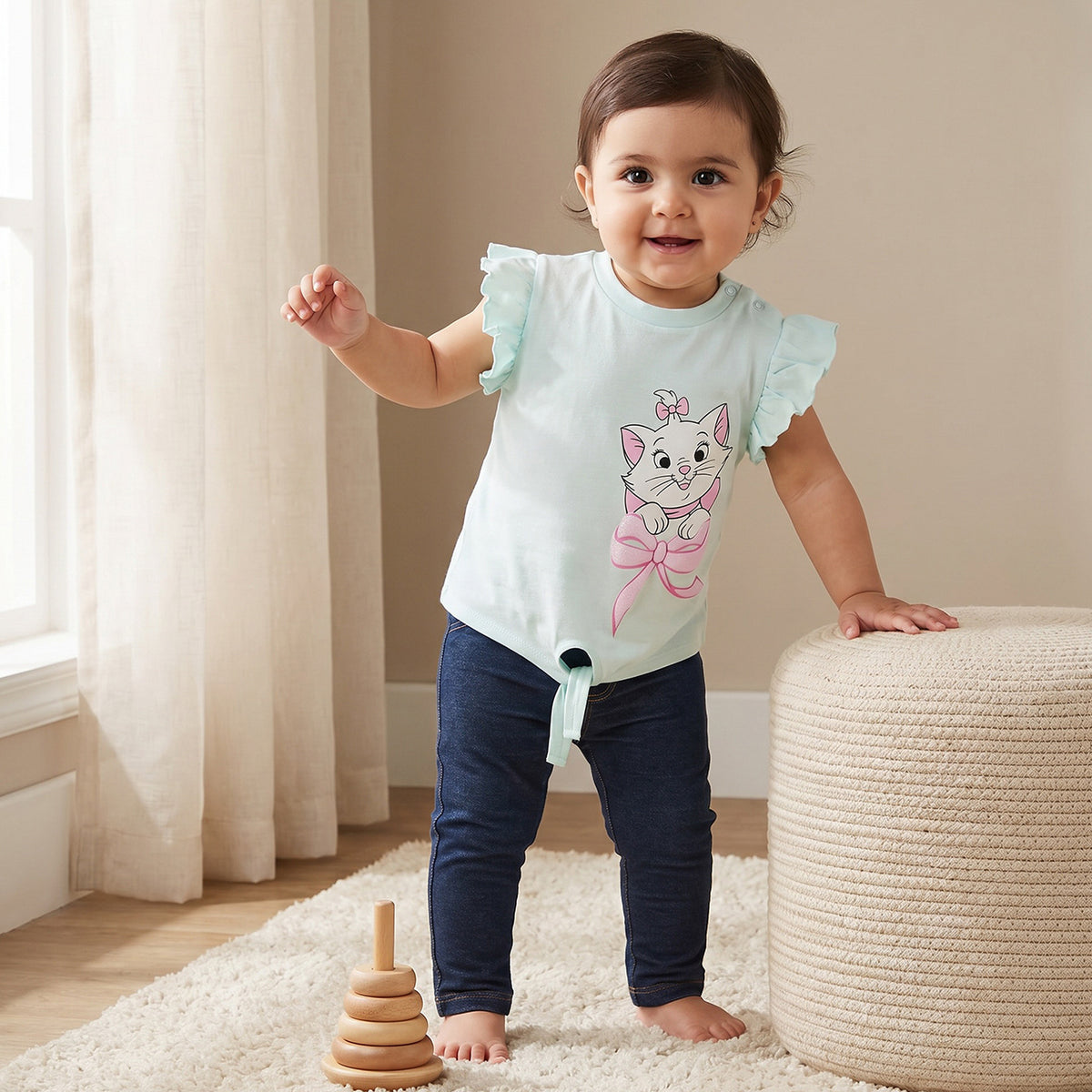 Pack of 2 Disney Round Neck Short Sleeves T-shirt with Marie Print