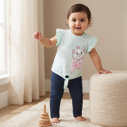 Pack of 2 Disney Round Neck Short Sleeves T-shirt with Marie Print