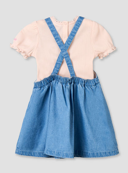 Disney Crew Neck Short Sleeves Top and Denim Pinafore Set with Marie Embroidery-baby-girls-clothing-setsandcoords-image-3