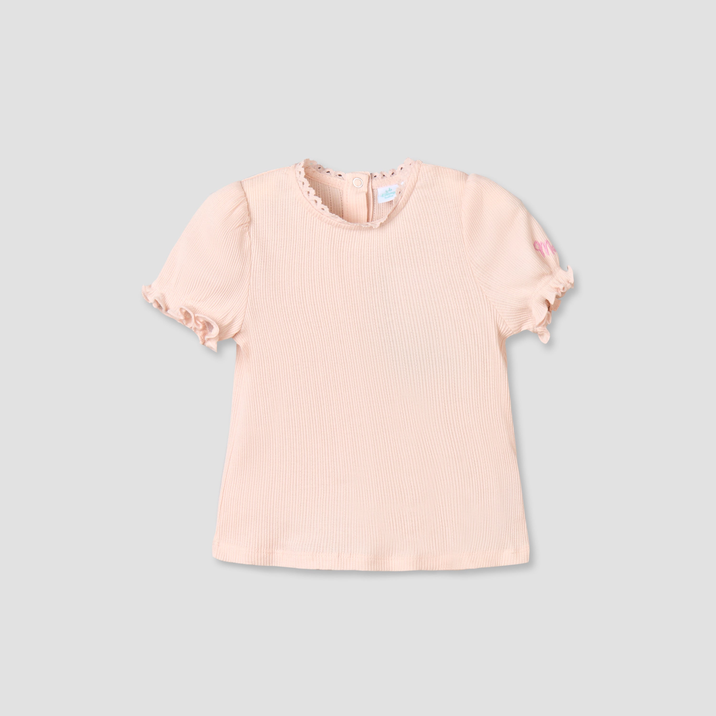 Disney Crew Neck Short Sleeves Top and Denim Pinafore Set with Marie Embroidery