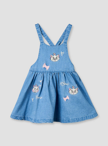 Disney Crew Neck Short Sleeves Top and Denim Pinafore Set with Marie Embroidery-baby-girls-clothing-setsandcoords-image-6
