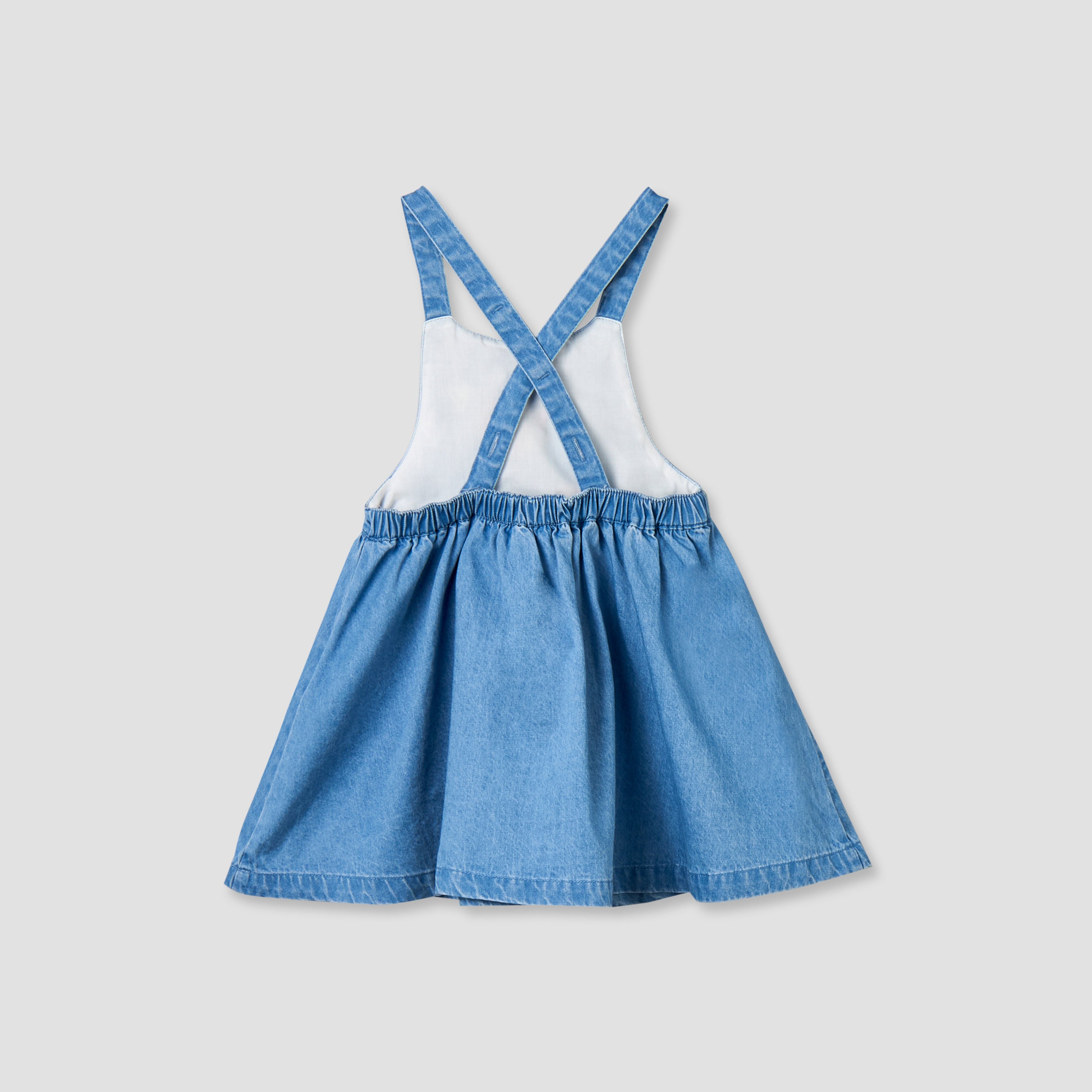 Disney Crew Neck Short Sleeves Top and Denim Pinafore Set with Marie Embroidery