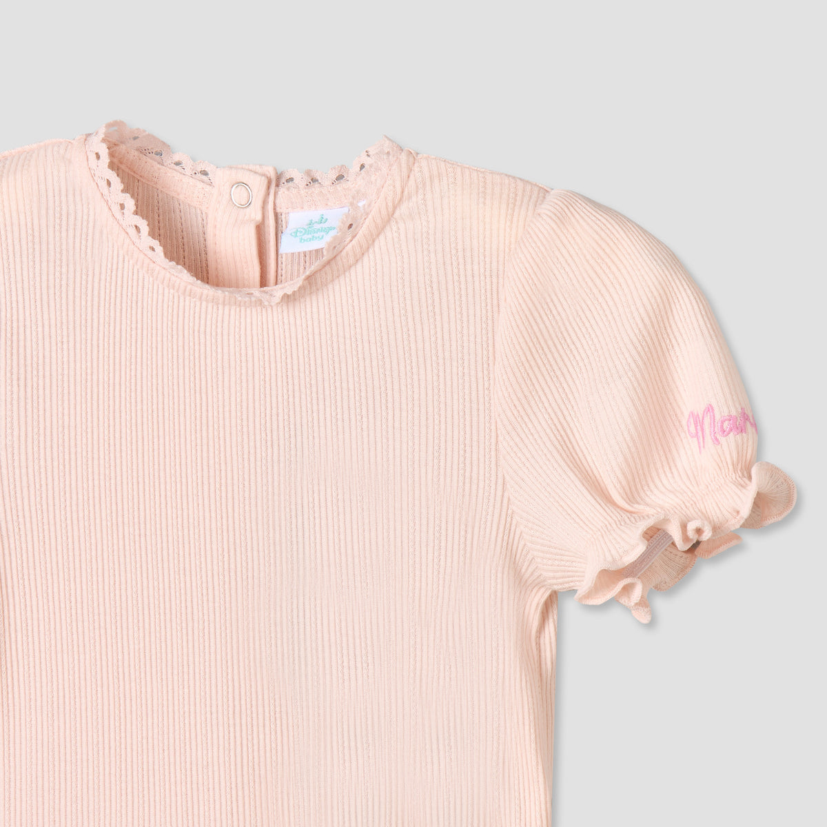 Disney Crew Neck Short Sleeves Top and Denim Pinafore Set with Marie Embroidery