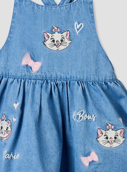 Disney Crew Neck Short Sleeves Top and Denim Pinafore Set with Marie Embroidery-baby-girls-clothing-setsandcoords-image-10
