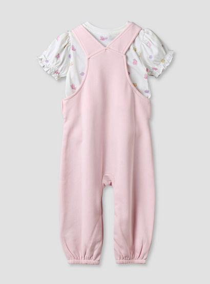 Disney Round Neck Short Sleeves T-shirt and Dungaree Set with Minnie Mouse Print-baby-girls-clothing-setsandcoords-image-3