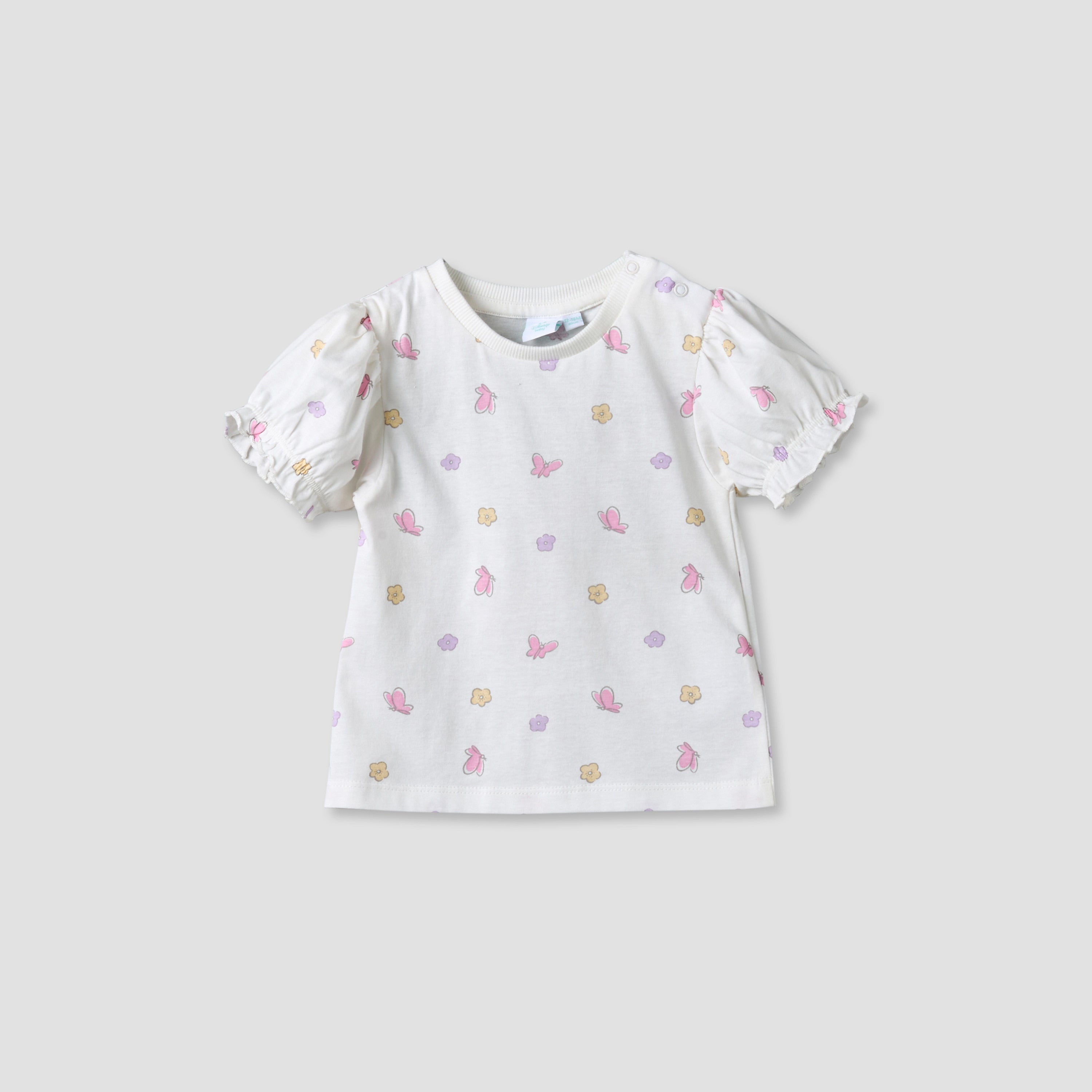 Disney Round Neck Short Sleeves T-shirt and Dungaree Set with Minnie Mouse Print