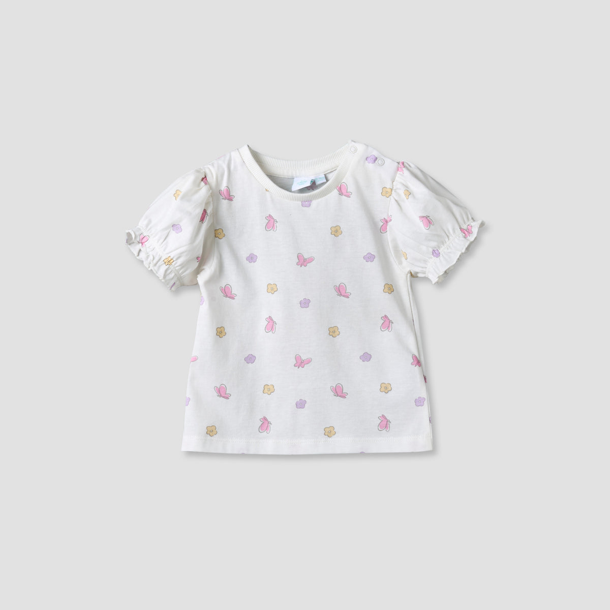 Disney Round Neck Short Sleeves T-shirt and Dungaree Set with Minnie Mouse Print