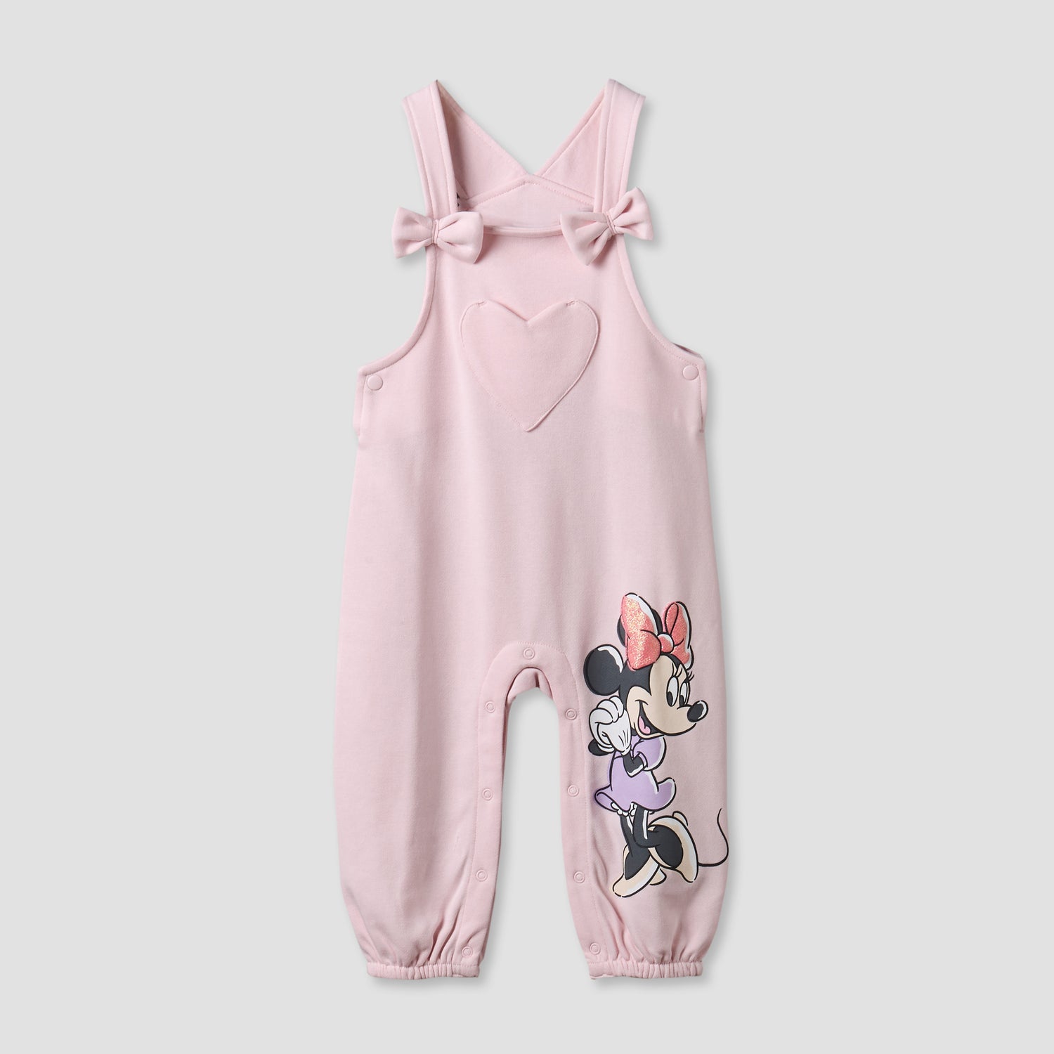 Disney Round Neck Short Sleeves T-shirt and Dungaree Set with Minnie Mouse Print