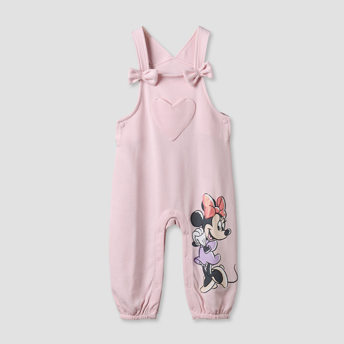 Disney Round Neck Short Sleeves T-shirt and Dungaree Set with Minnie Mouse Print