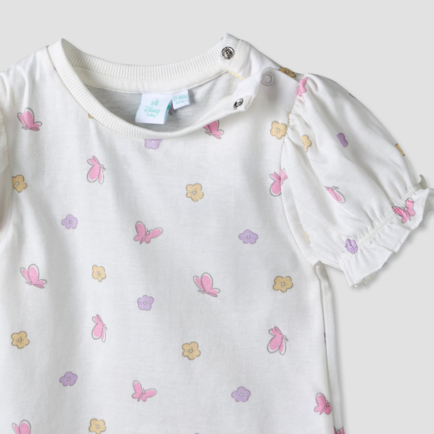 Disney Round Neck Short Sleeves T-shirt and Dungaree Set with Minnie Mouse Print