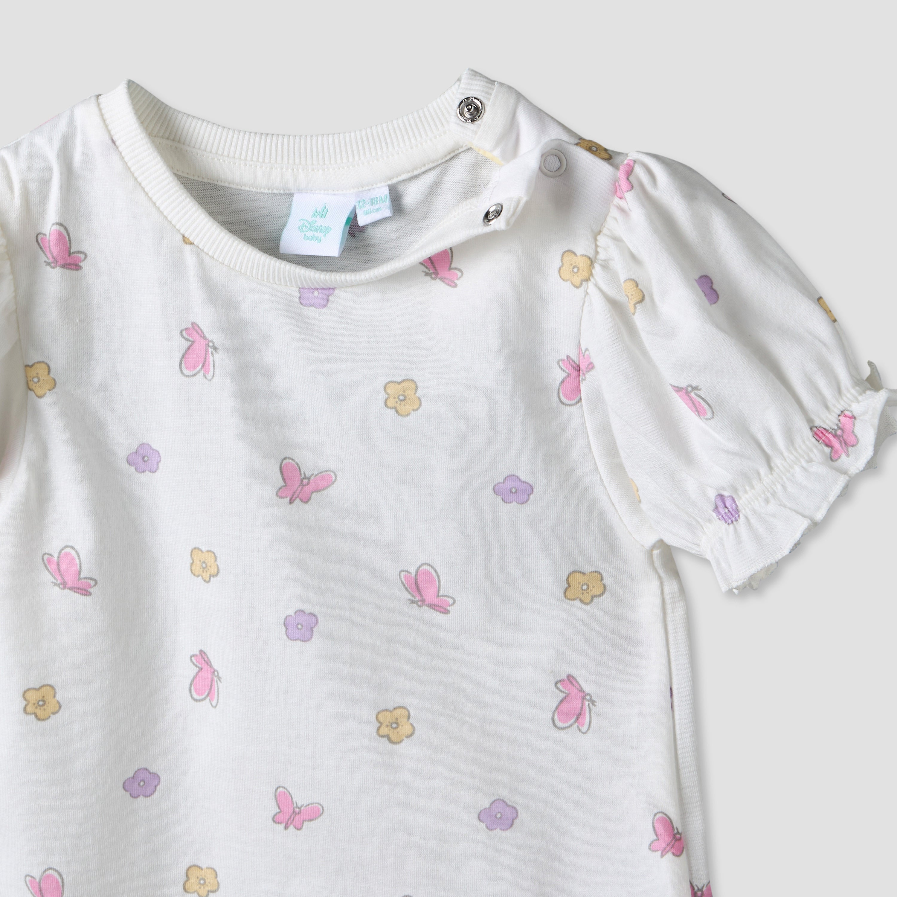 Disney Round Neck Short Sleeves T-shirt and Dungaree Set with Minnie Mouse Print